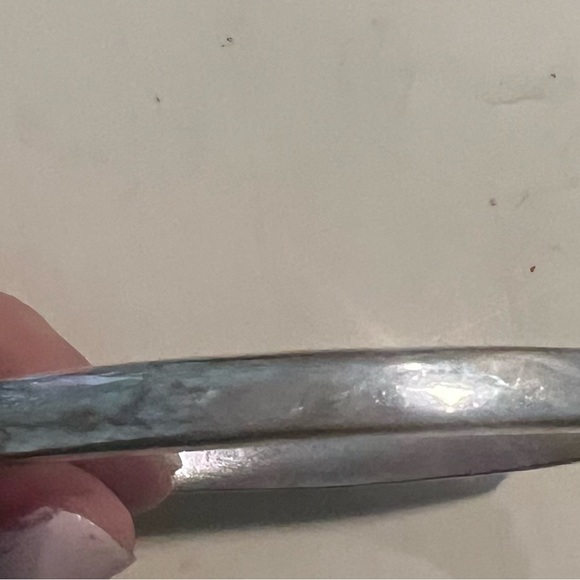 Silver hinge cuff bracelet, with dark, gray and clear crystals - Picture 3 of 3